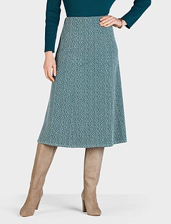 Ladies Tweed Effect Skirt 25 Inches Teal