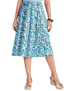 Print Elasticated Waist Skirt Blue Print