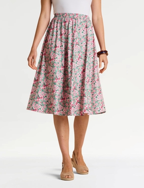 Print Elasticated Waist Skirt Cobalt Print