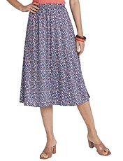 Print Elasticated Waist Skirt Blue Print