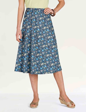 Print Elasticated Waist Skirt Cobalt Print