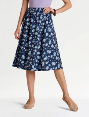 Print Elasticated Waist Skirt Cobalt Print