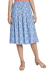 Viscose Print Pleat Front Skirt Pink