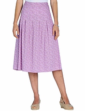 Viscose Print Pleat Front Skirt Pink