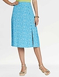 Side Split Print Viscose Skirt Blue