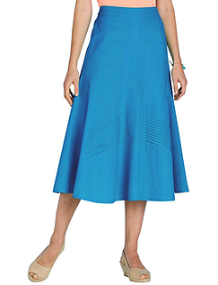 Fully Lined Linen Mix Skirt Blue