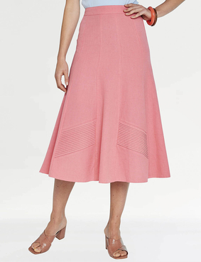 Fully Lined Linen Mix Skirt Blue