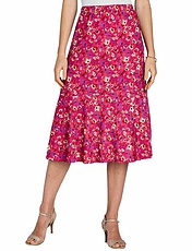 Mesh Lined Skirt with Split Cerise