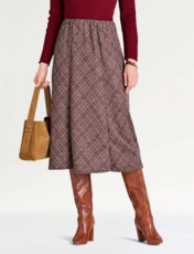Six Panel Diamond Check Skirt Chocolate
