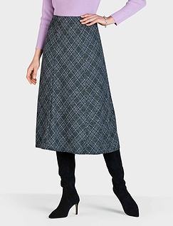 Six Panel Diamond Check Skirt Grey Marl