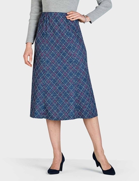 Six Panel Diamond Check Skirt Chocolate