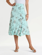Lined Print Jersey Skirt Duck Egg