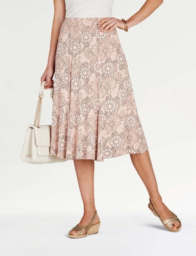 Lined Print Jersey Skirt Duck Egg
