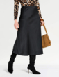 Pull On Bias Cut Satin Skirt Black