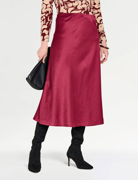 Pull On Bias Cut Satin Skirt Black