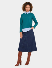 Denim Panel Skirt Indigo