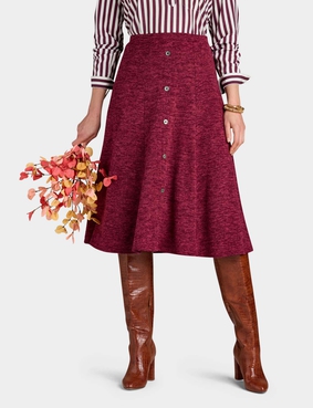Lined Pull On Skirt with Mock Button Fastening Blue