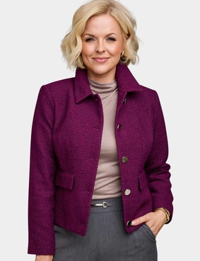 Emreco Tailored Lined Boucle Jacket Berry