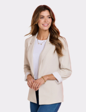 Tailored Linen Mix Roll Cuff Blazer Stone