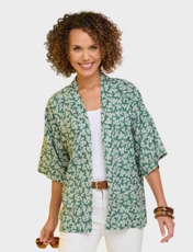 Print Kimono Soft Jacket Cornflower Blue