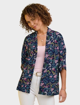 Print Kimono Soft Jacket Cornflower Blue