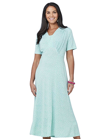 46 inch length Spot Print Dress - Mint