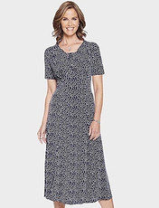 46 inch length Spot Print Dress Navy