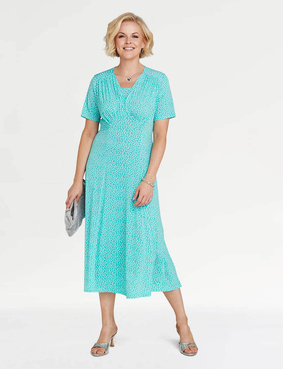 46 inch length Spot Print Dress Cornflower Blue