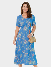 Viscose Print Tea Dress BLUE