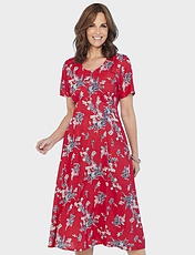 Viscose Print Tea Dress Blue