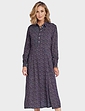 Viscose Button Through Long Sleeve Dress Green