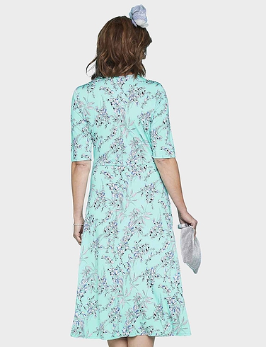 Gathered Front Print Occasion Dress | Chums