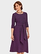 Metallic Look Fabric Tie Front Dress Purple