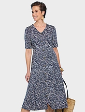 Viscose Jersey Print Dress Navy