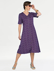 Viscose Jersey Print Dress Navy