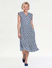 Print Viscose Dress Navy