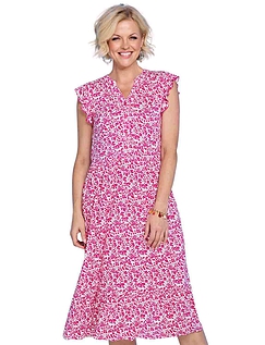 Print Viscose Dress Pink