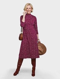 Jersey Spot Print Dress - Wine