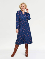 Viscose Twill Print Dress Blue