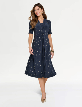 Foil Print Jersey Dress Charcoal