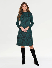 Baroque Jacquard Design Jersey Dress Green