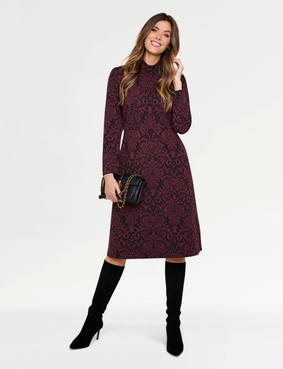 Baroque Jacquard Design Jersey Dress Green