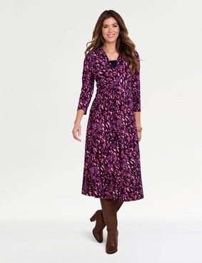 Twist Front Warm Handle Print Dress Raspberry
