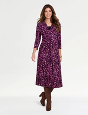 Twist Front Warm Handle Print Dress Raspberry