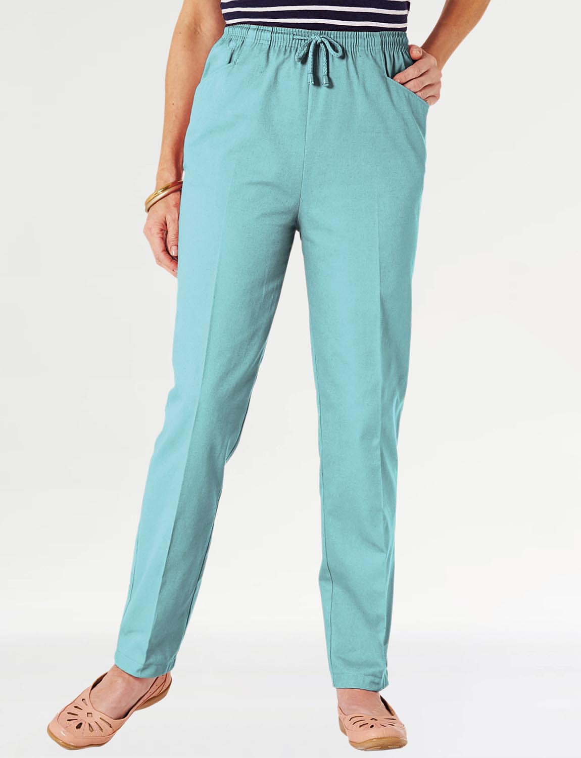 Ladies cotton trousers elasticated waist best sale