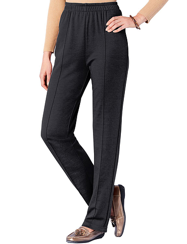Navy Straight Leg Pull Up Trousers
