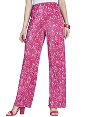 Floral Plisse Trouser Cerise