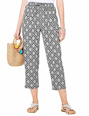 Viscose Crop Print Trouser Black & White Print