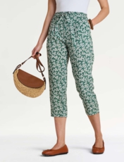 Viscose Crop Print Trouser Navy White Print