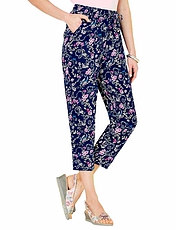 Viscose Crop Print Trouser Black & White Print